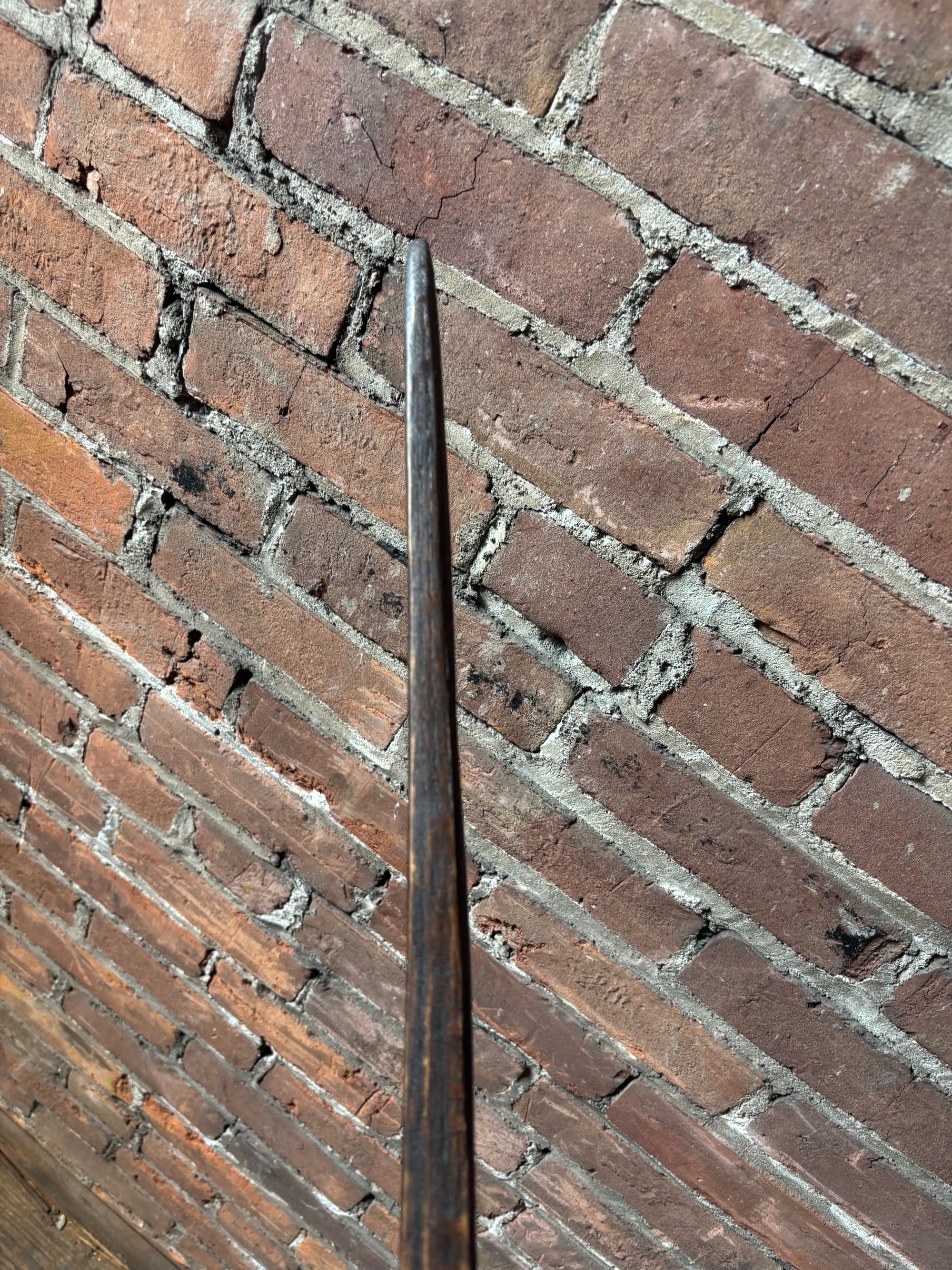 Walking Stick Made from Reclaimed 100 Year Old Kentucky Tobacco Stick- Hiking Stick- Dark Brown- Unusual Shape- Hiking Staff- 'Tough Gal'