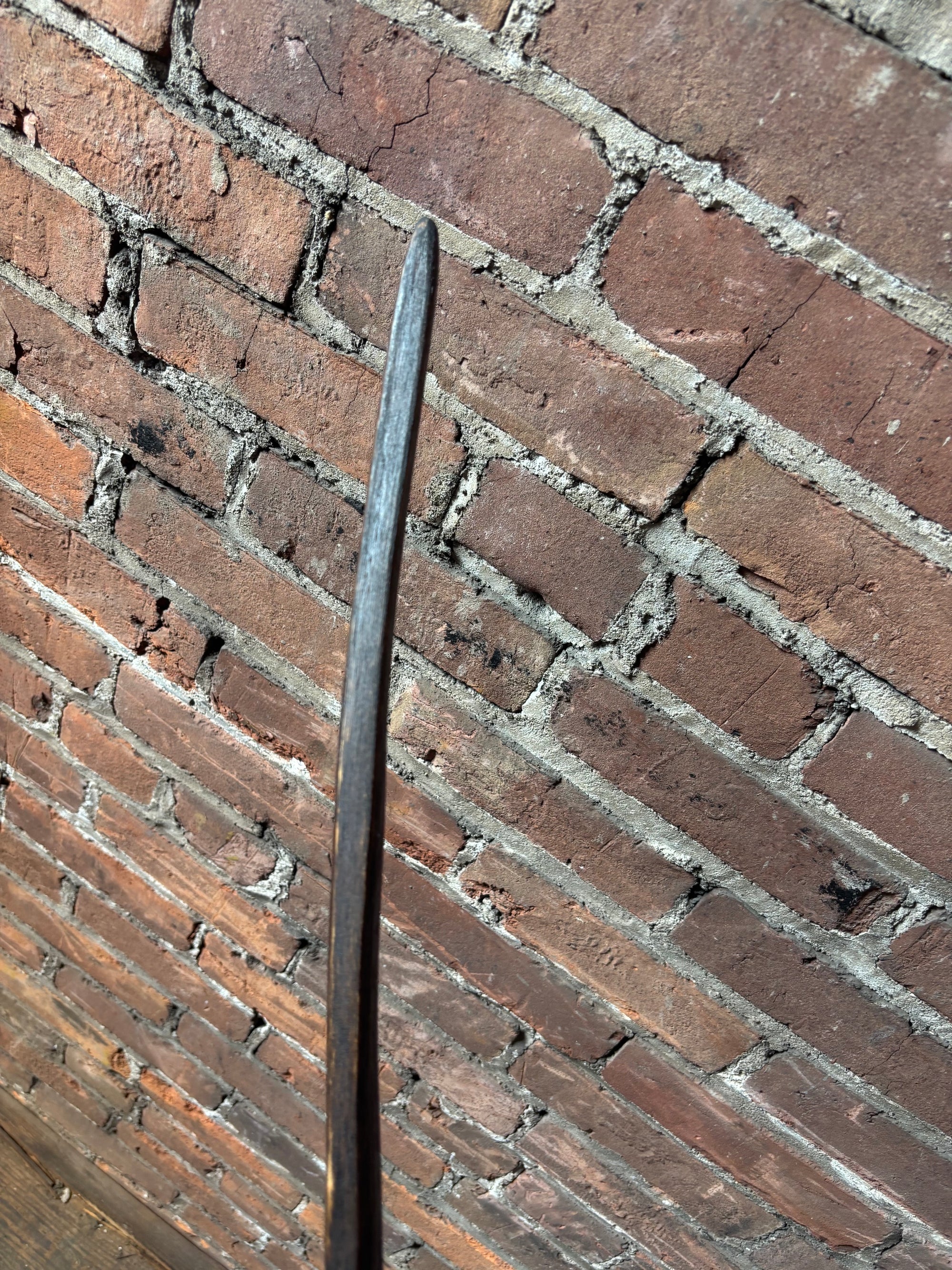 Walking Stick Made from Reclaimed 100 Year Old Kentucky Tobacco Stick- Hiking Stick- Dark Brown- Unusual Shape- Hiking Staff- 'Tough Gal'