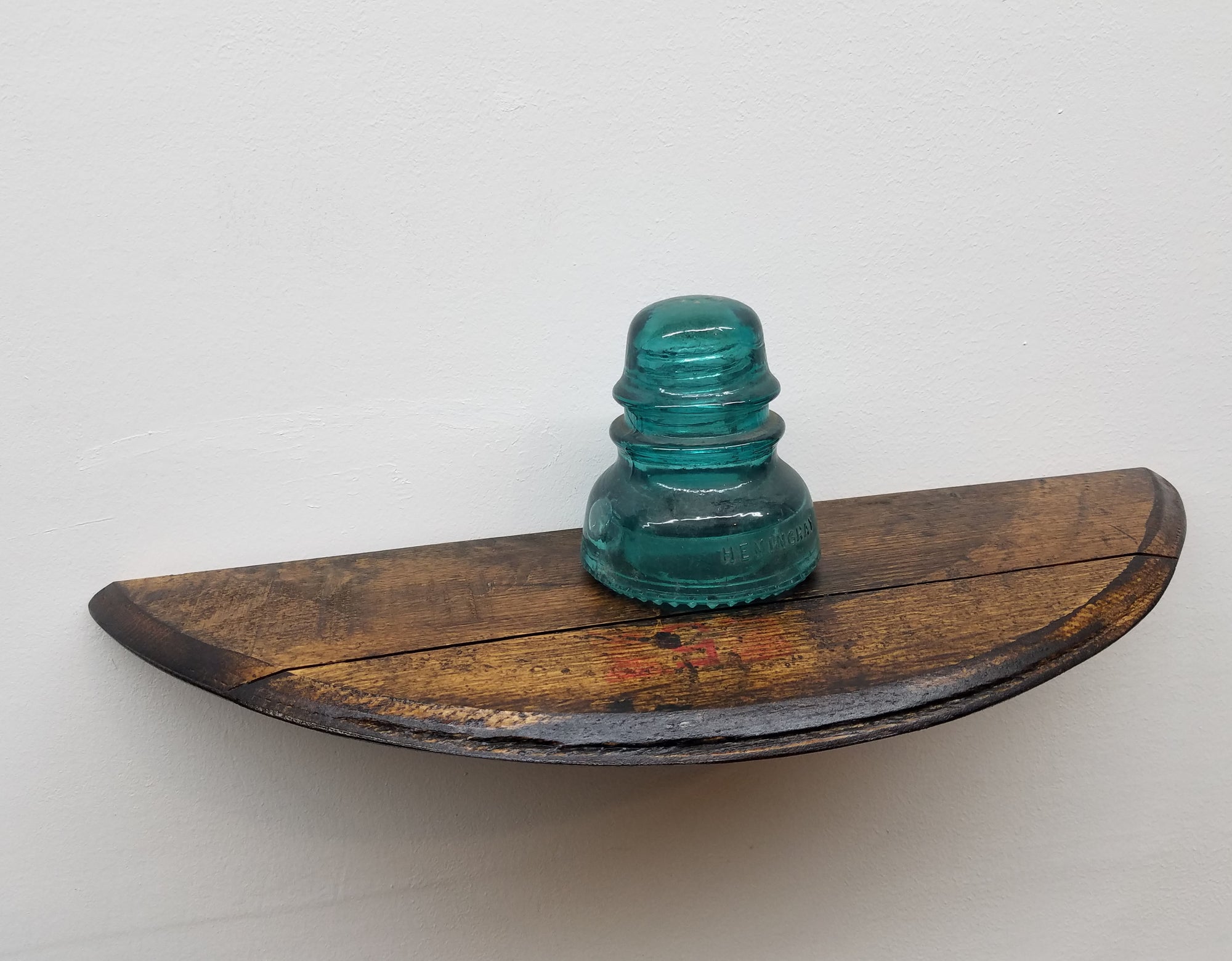 Bourbon Barrel Shelf- Reclaimed Wood- Black Pipe Hardware- Industrial Shelf- Small Shelf- Rustic Shelf- Plant Shelf- Home Decor- Makers Mark