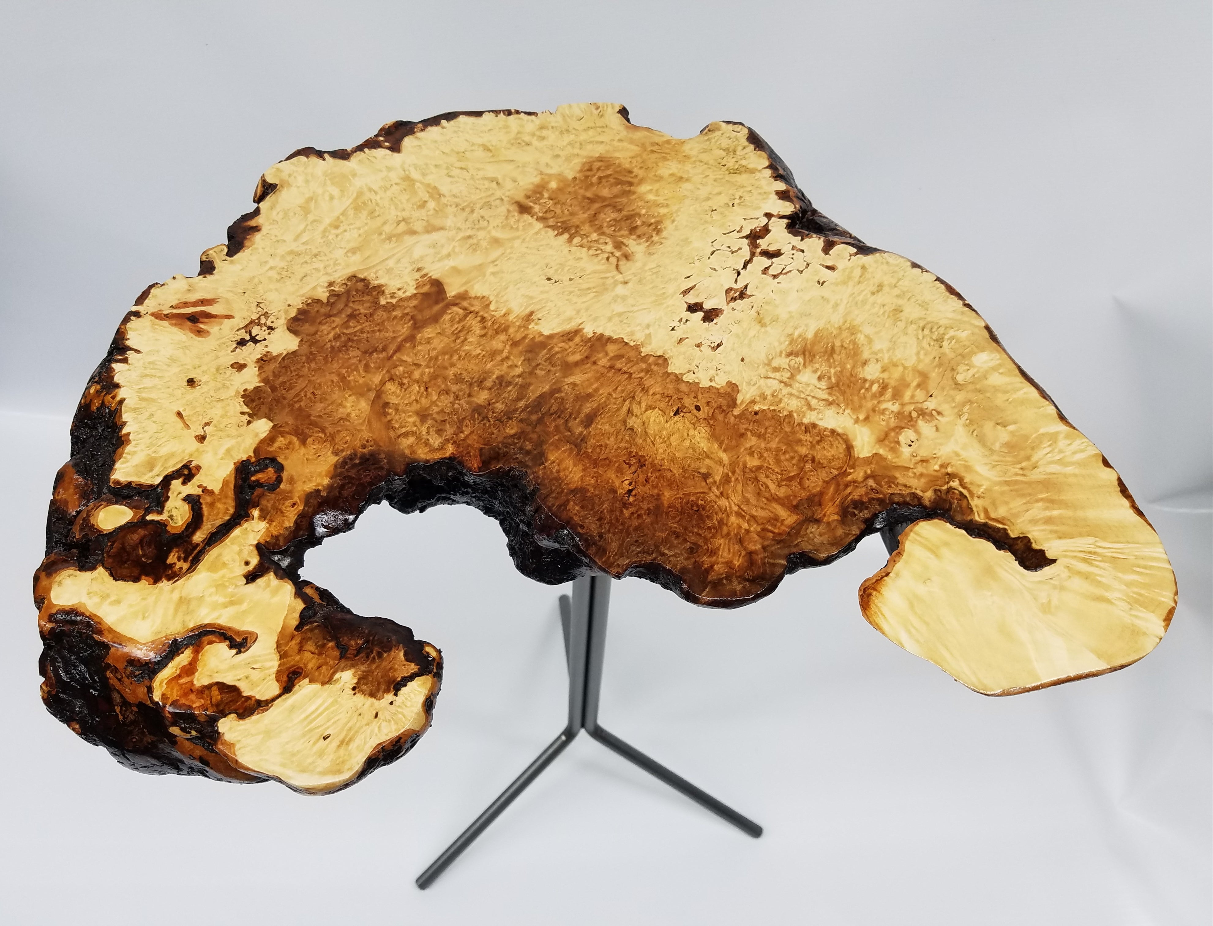 Spalted Maple Burl Side Table- End Table- Live Edge- Modern- Organic- -  Kentucky LiveEdge