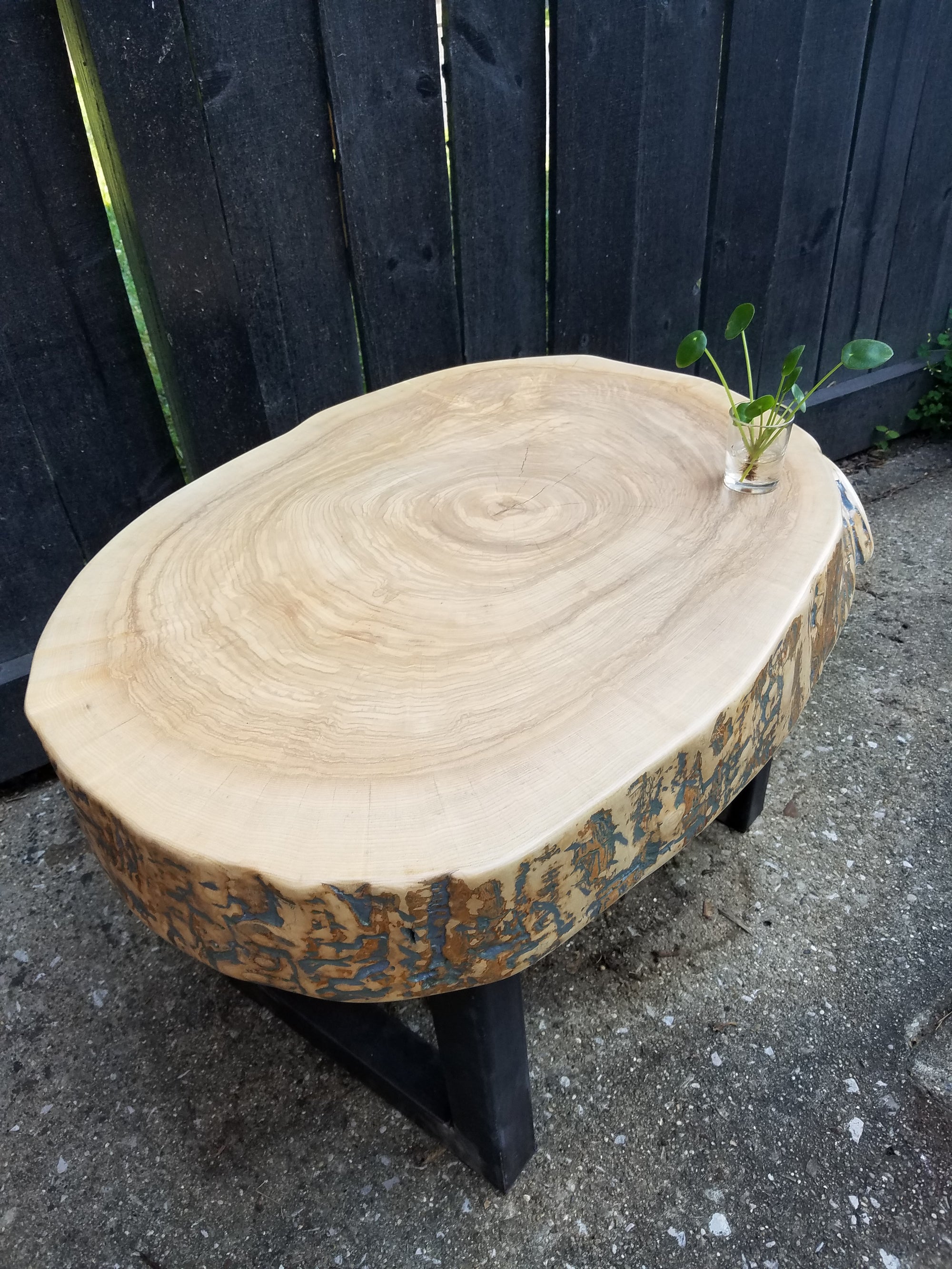 Large Coffee Table- Live Edge- Oval- Round- Thick- Tree Slice- Modern- Mid Century- Cool Furniture- Living Room- Industrial- Light Wood
