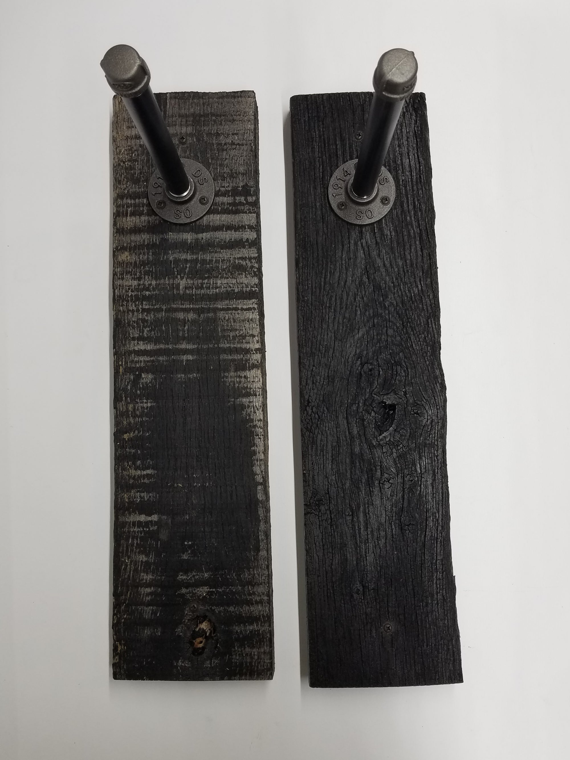 Rustic Dark Wood Hangers Featuring Black Hook