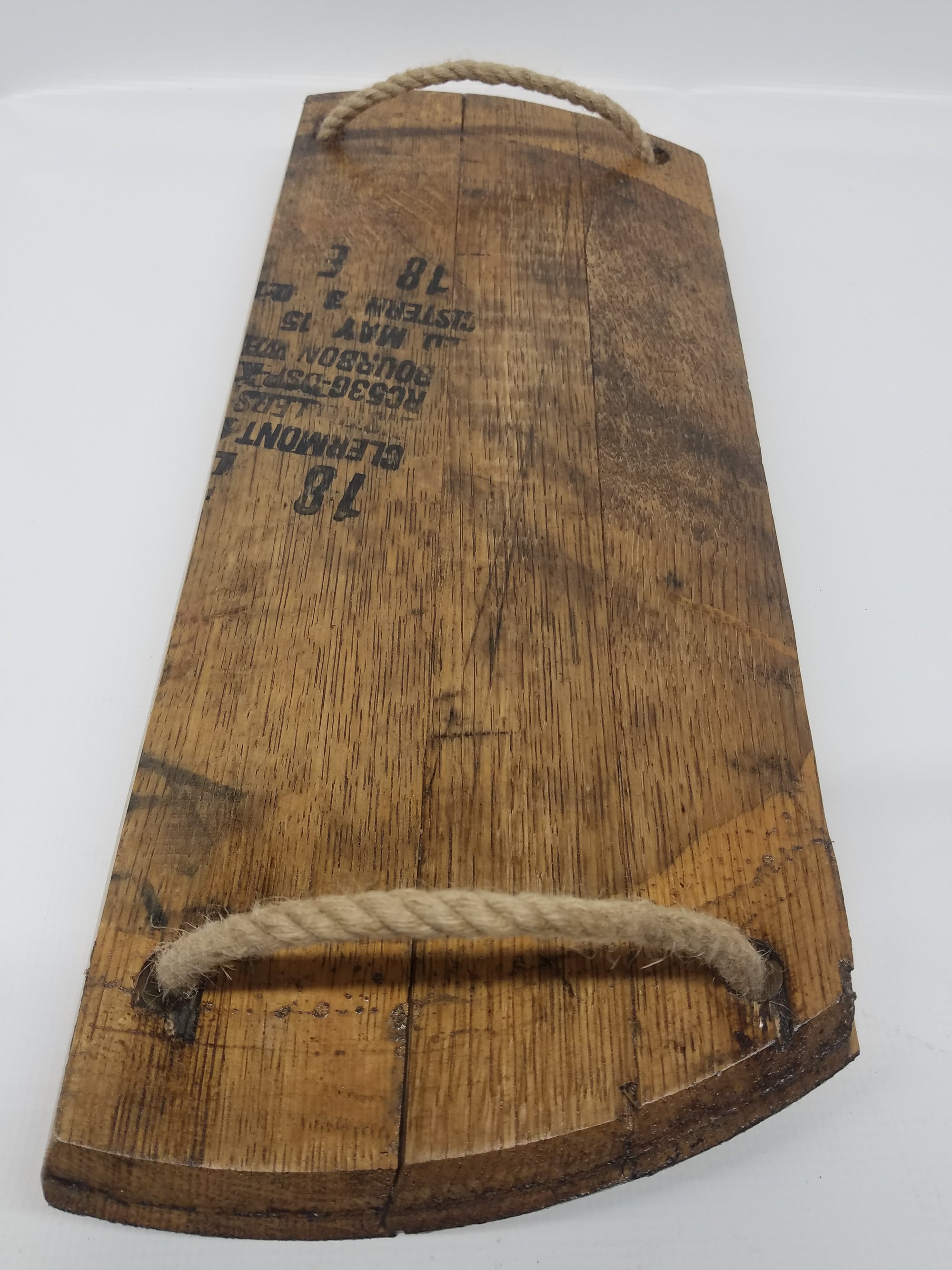 Bourbon Barrel Serving Board With Handles- Authentic Reclaimed Kentucky Bourbon Barrel- Barware- Reclaimed Wood- Bourbon Gift- Gift for Him