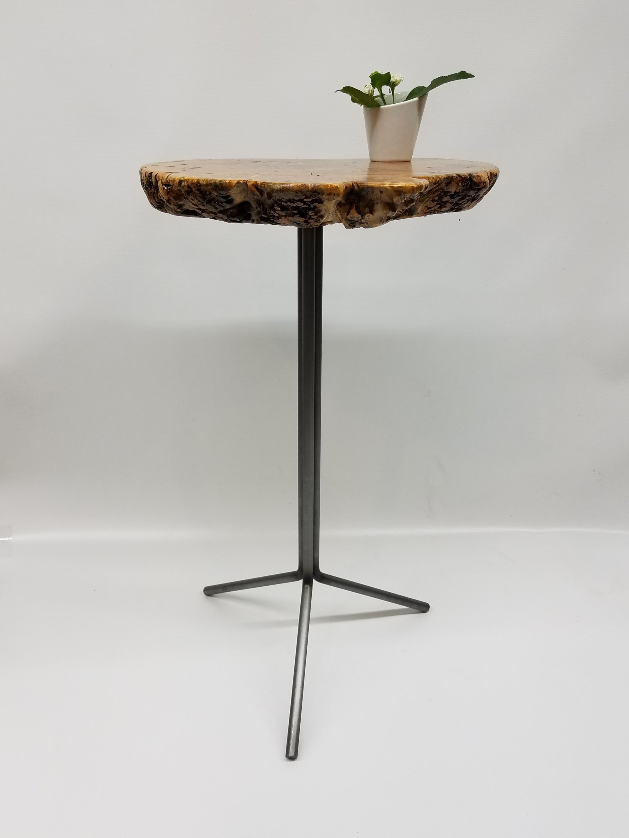 Spalted Maple Burl Side Table- End Table- Live Edge- Modern- Organic- Natural Wood- Light Wood- Figured Wood- Plant Stand- Unique Furniture