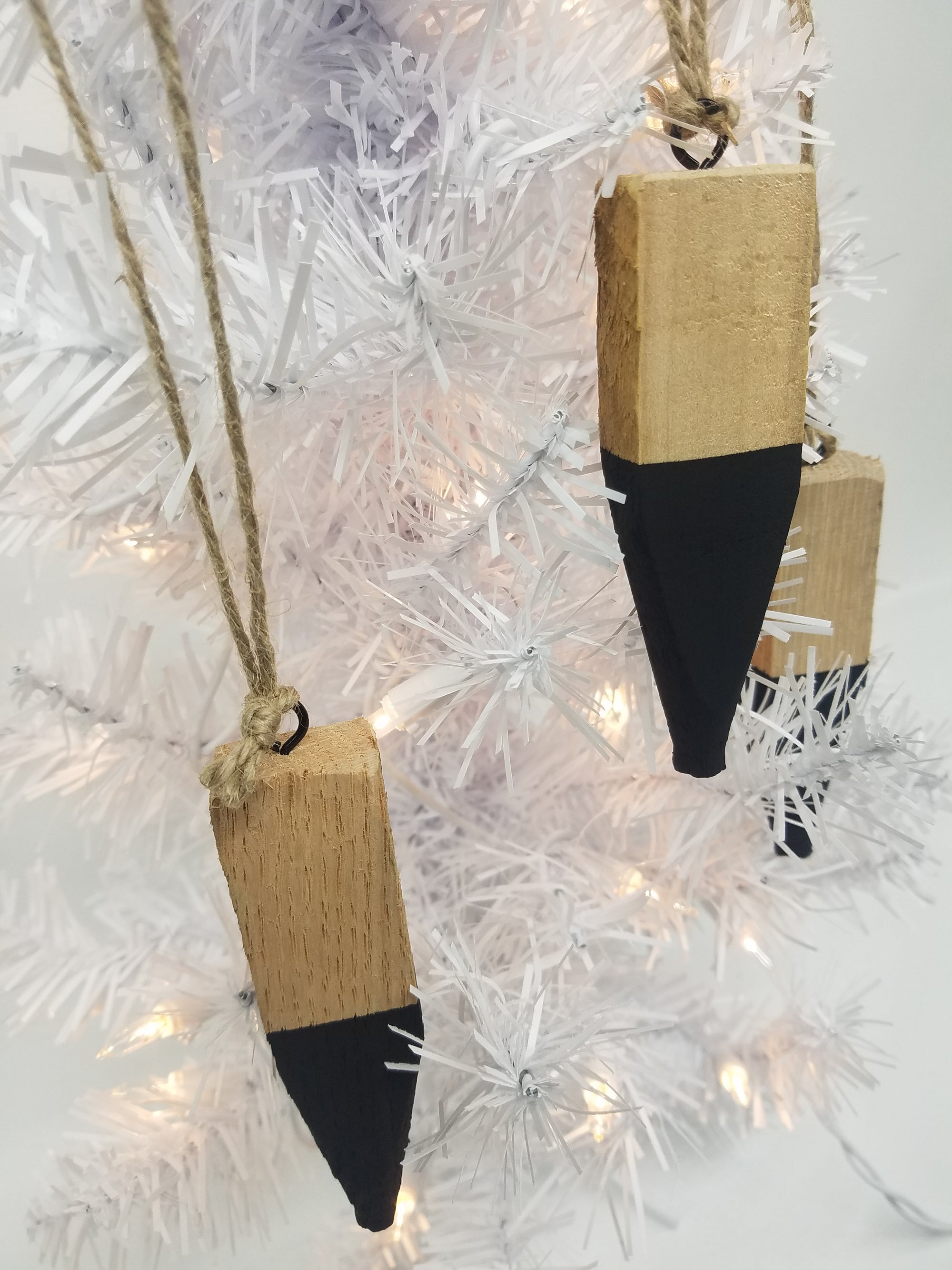 Modern Christmas Ornaments Made From Reclaimed Kentucky Tobacco Sticks- Holiday Decor - White- Black- Teal- Red- Blue- Gold- Silver- Purple
