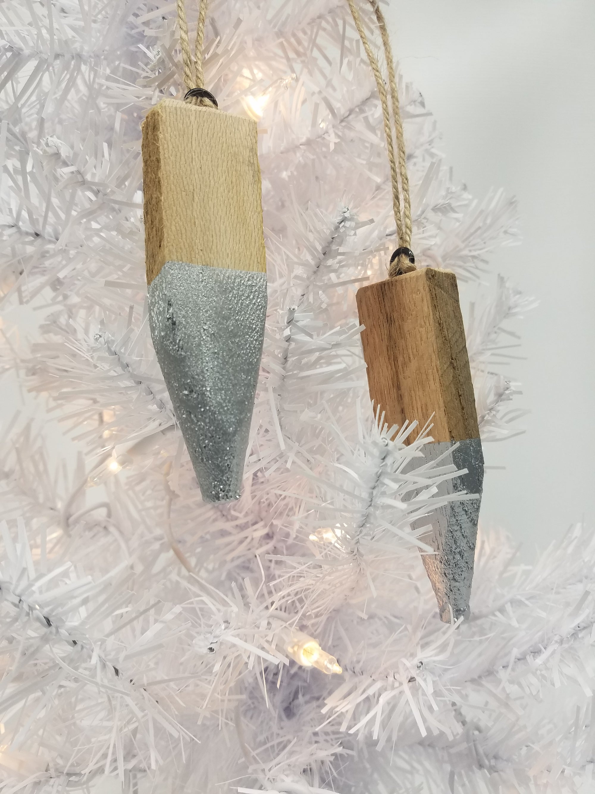 Modern Christmas Ornaments Made From Reclaimed Kentucky Tobacco Sticks- Holiday Decor - White- Black- Teal- Red- Blue- Gold- Silver- Purple