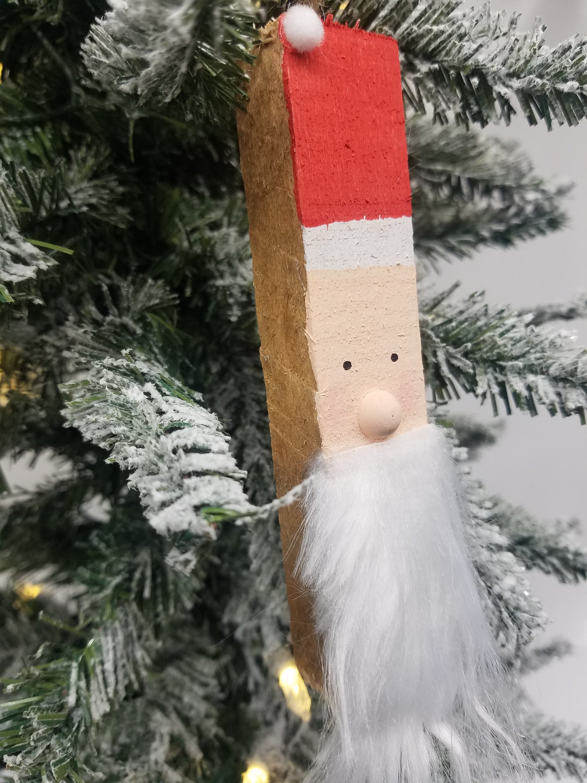 Santa Claus Christmas Ornaments- Made from Reclaimed Kentucky Tobacco Sticks- Handmade Ornament- Christmas Tree Ornaments- Reclaimed Wood