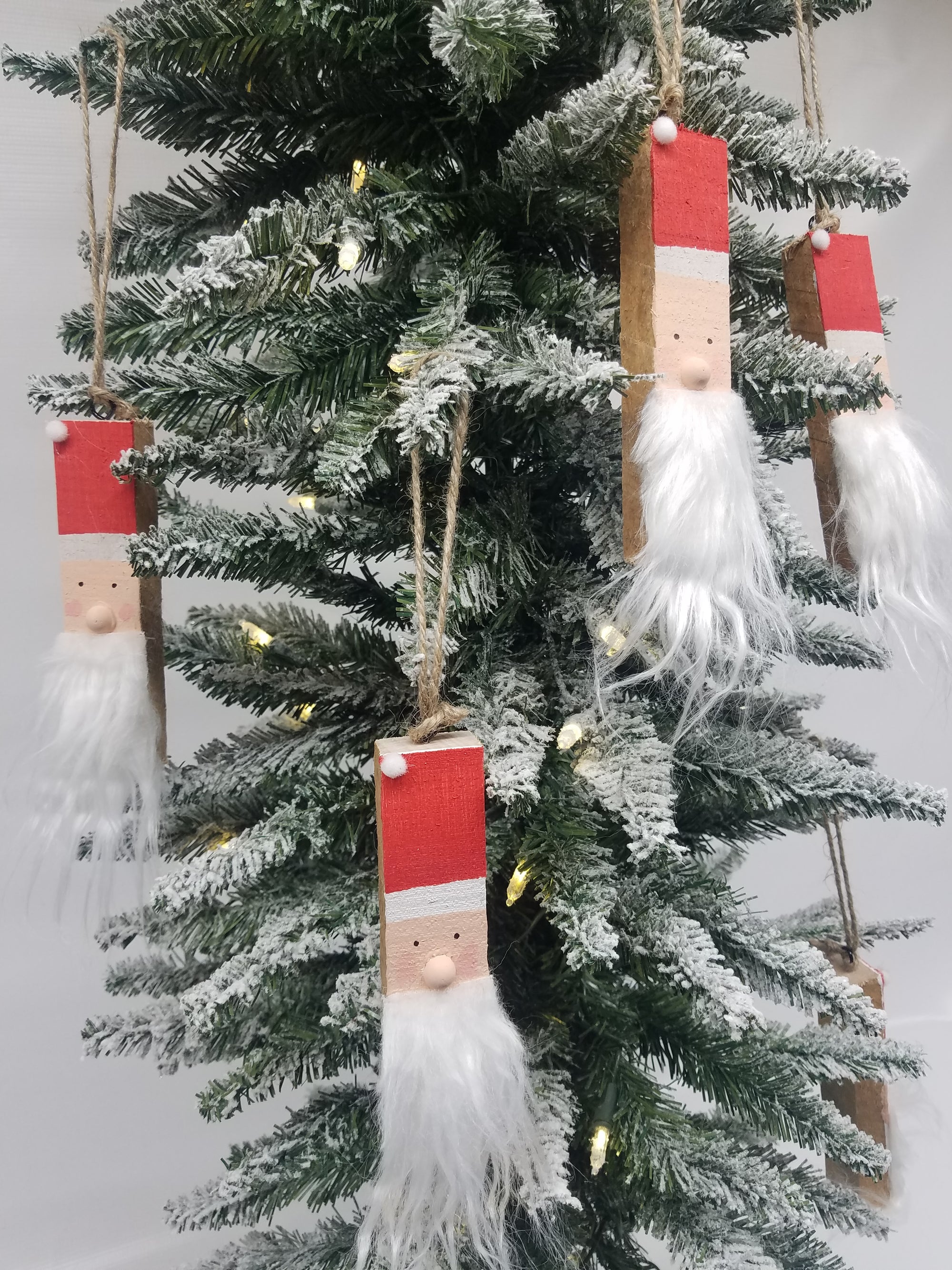 Santa Claus Christmas Ornaments- Made from Reclaimed Kentucky Tobacco Sticks- Handmade Ornament- Christmas Tree Ornaments- Reclaimed Wood
