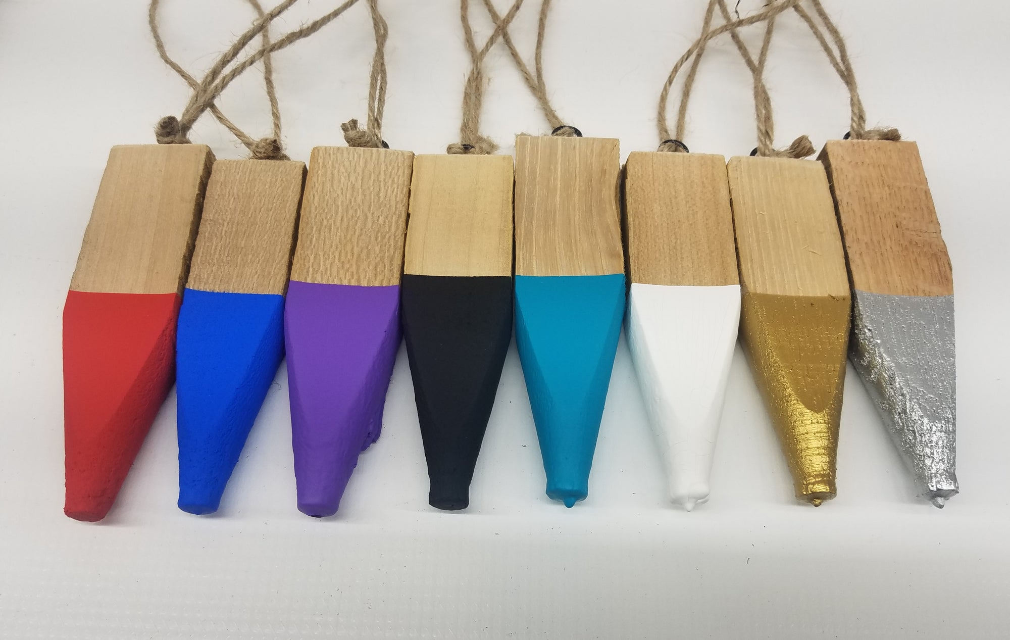 Modern Christmas Ornaments Made From Reclaimed Kentucky Tobacco Sticks- Holiday Decor - White- Black- Teal- Red- Blue- Gold- Silver- Purple
