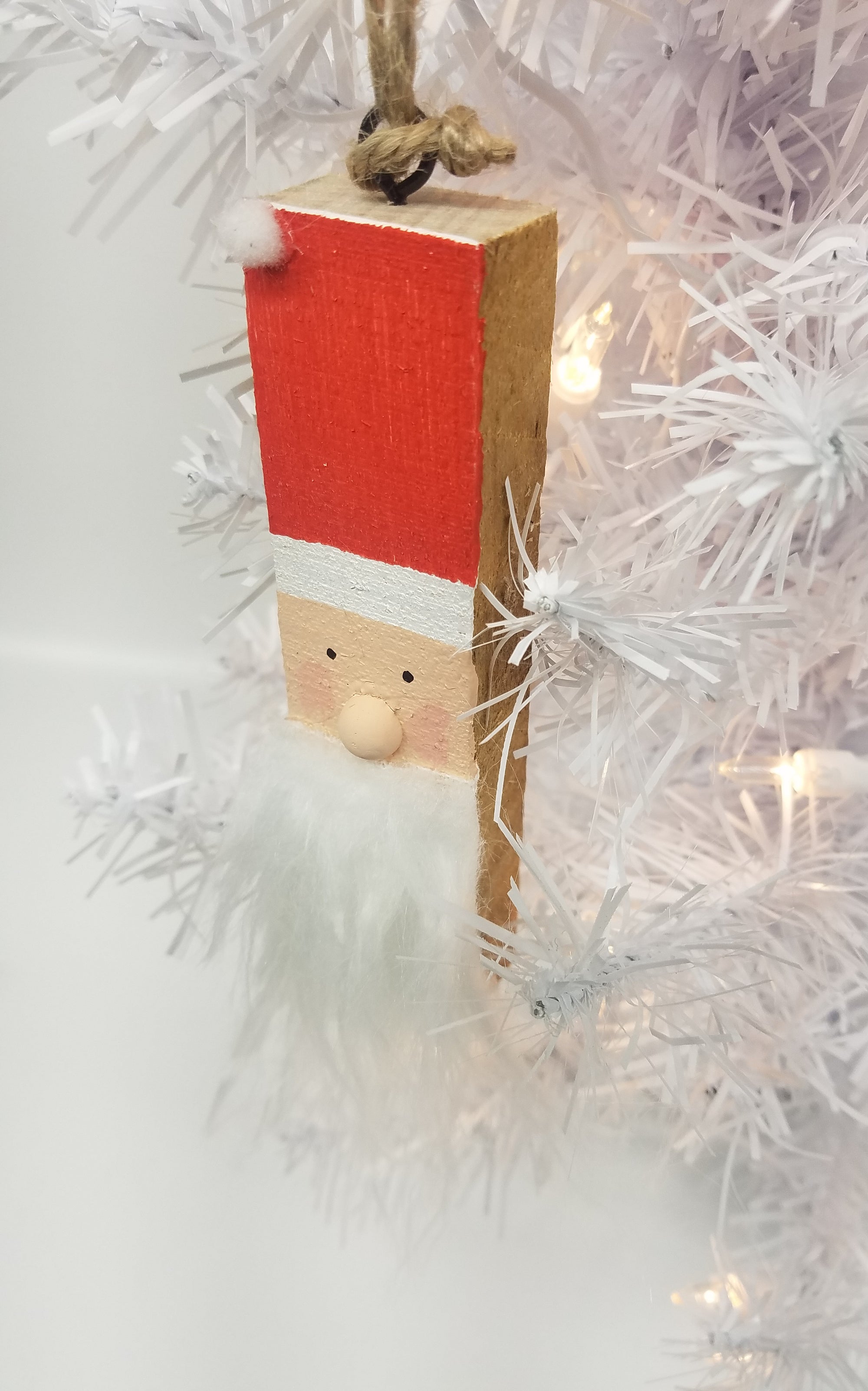 Santa Claus Christmas Ornaments- Made from Reclaimed Kentucky Tobacco Sticks- Handmade Ornament- Christmas Tree Ornaments- Reclaimed Wood
