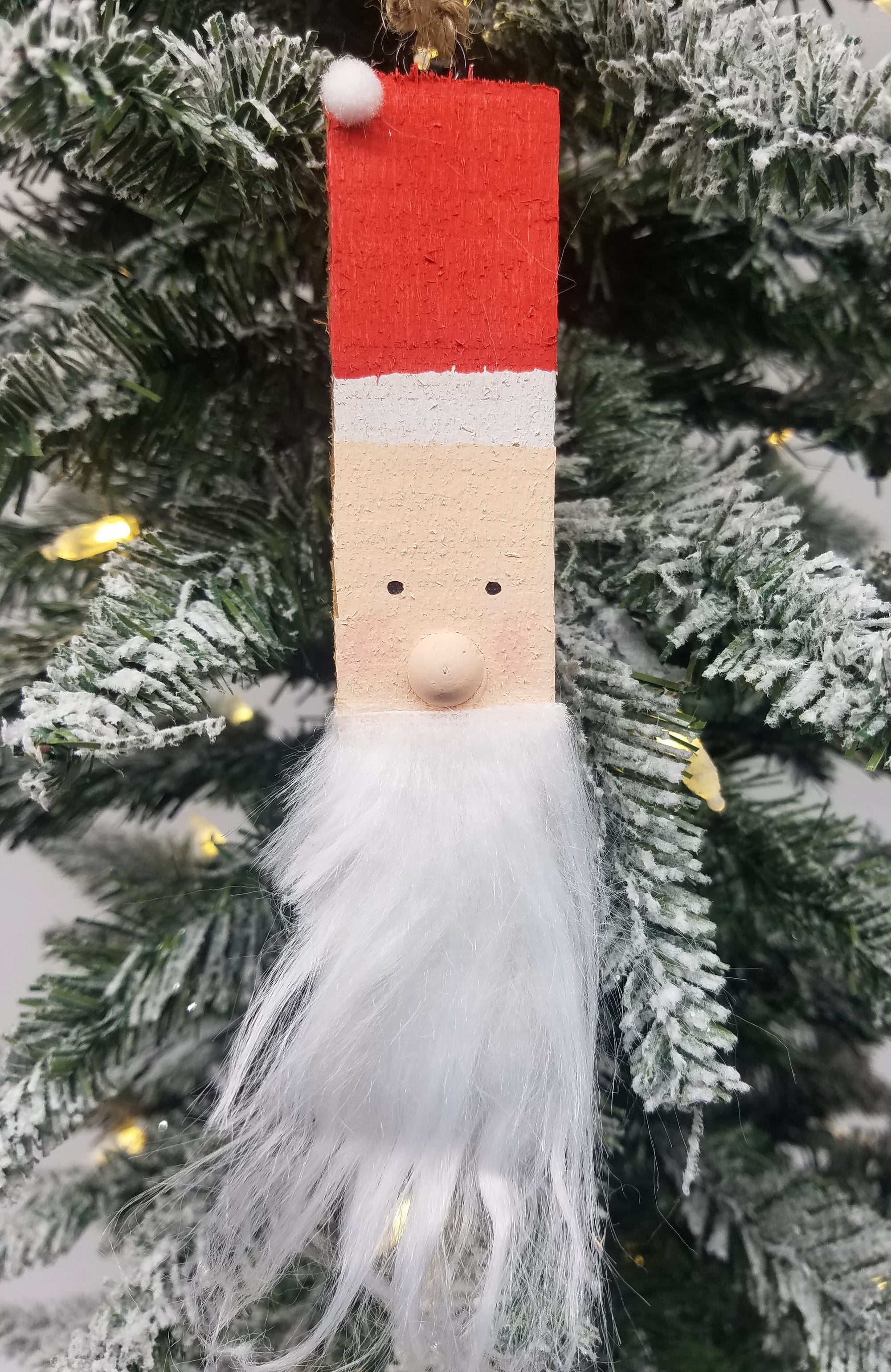 Santa Claus Christmas Ornaments- Made from Reclaimed Kentucky Tobacco Sticks- Handmade Ornament- Christmas Tree Ornaments- Reclaimed Wood