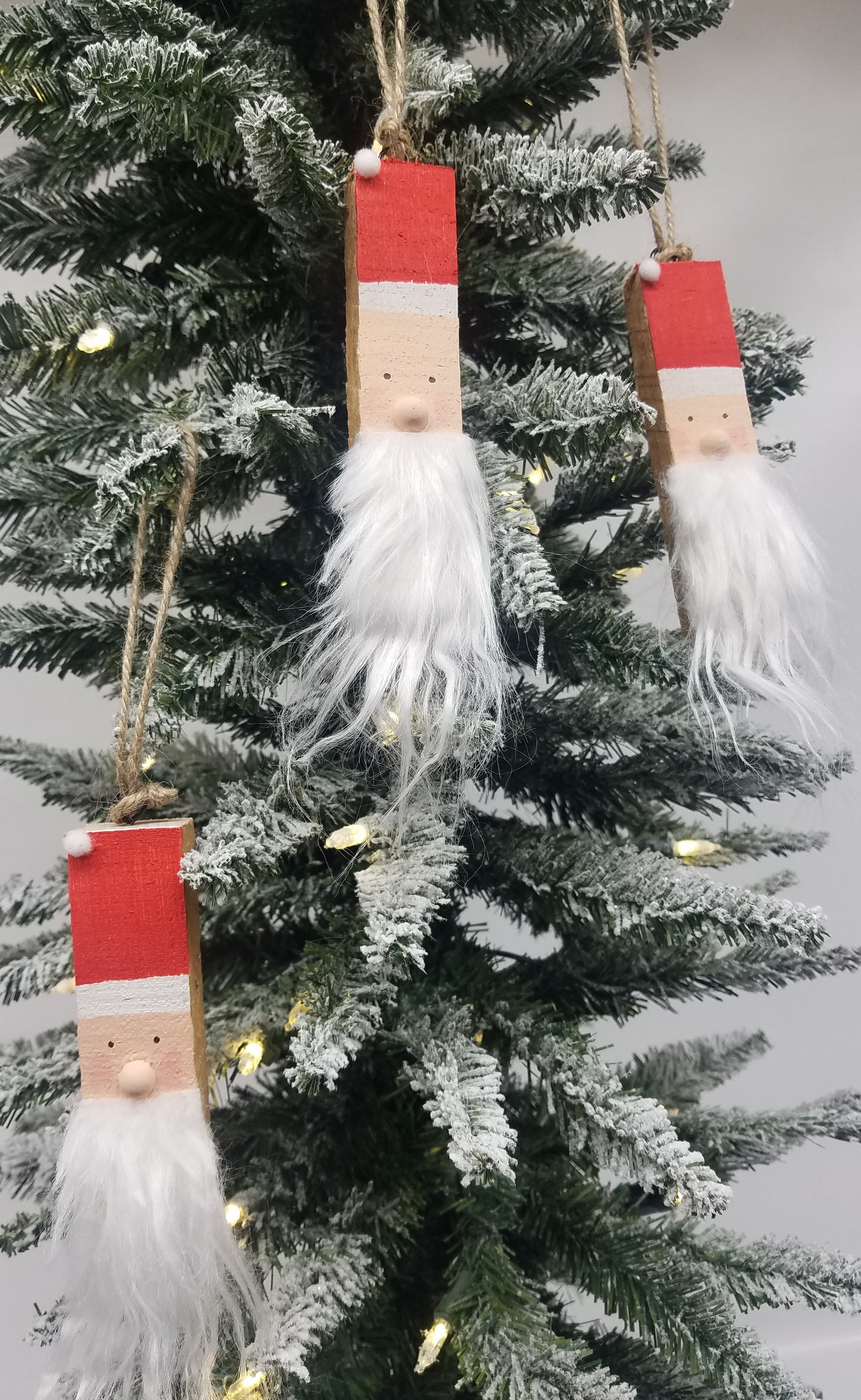 Santa Claus Christmas Ornaments- Made from Reclaimed Kentucky Tobacco Sticks- Handmade Ornament- Christmas Tree Ornaments- Reclaimed Wood
