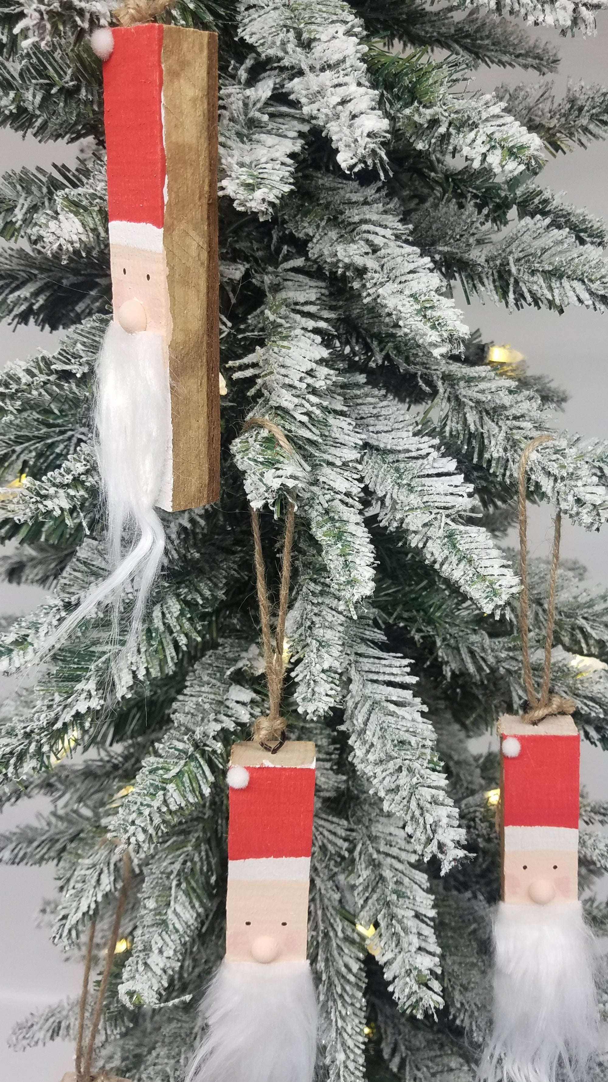 Santa Claus Christmas Ornaments- Made from Reclaimed Kentucky Tobacco Sticks- Handmade Ornament- Christmas Tree Ornaments- Reclaimed Wood