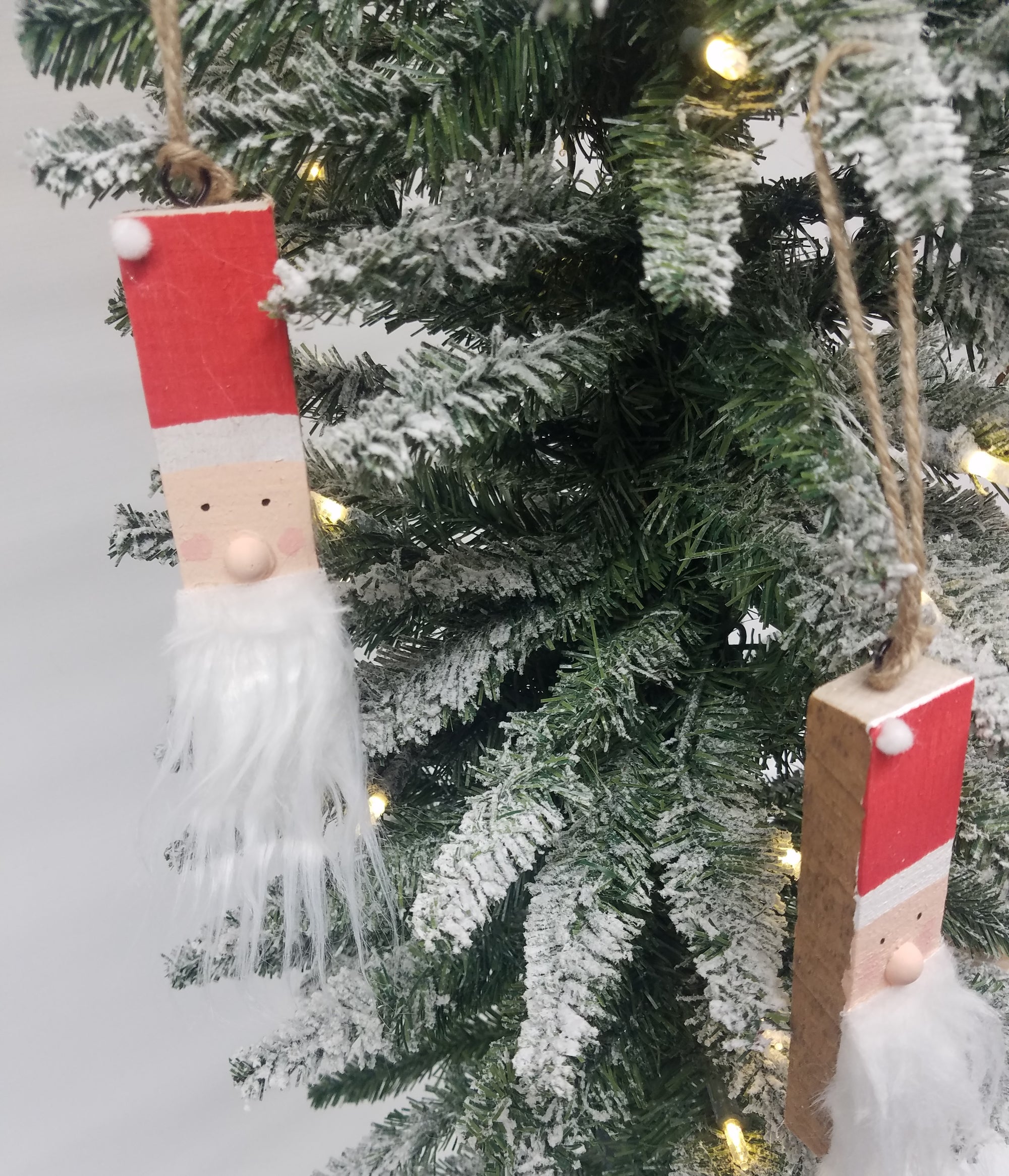 Santa Claus Christmas Ornaments- Made from Reclaimed Kentucky Tobacco Sticks- Handmade Ornament- Christmas Tree Ornaments- Reclaimed Wood