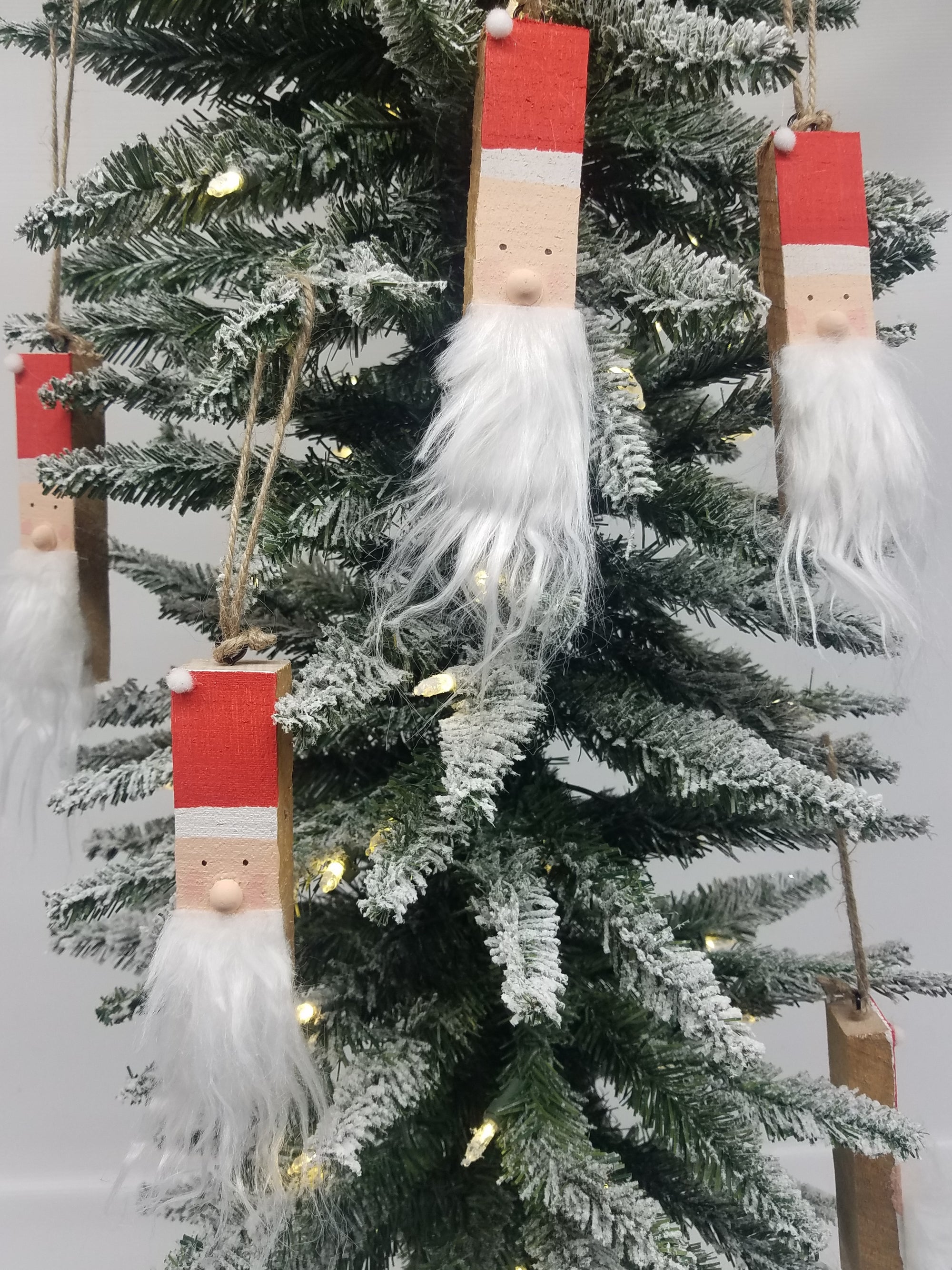 Santa Claus Christmas Ornaments- Made from Reclaimed Kentucky Tobacco Sticks- Handmade Ornament- Christmas Tree Ornaments- Reclaimed Wood