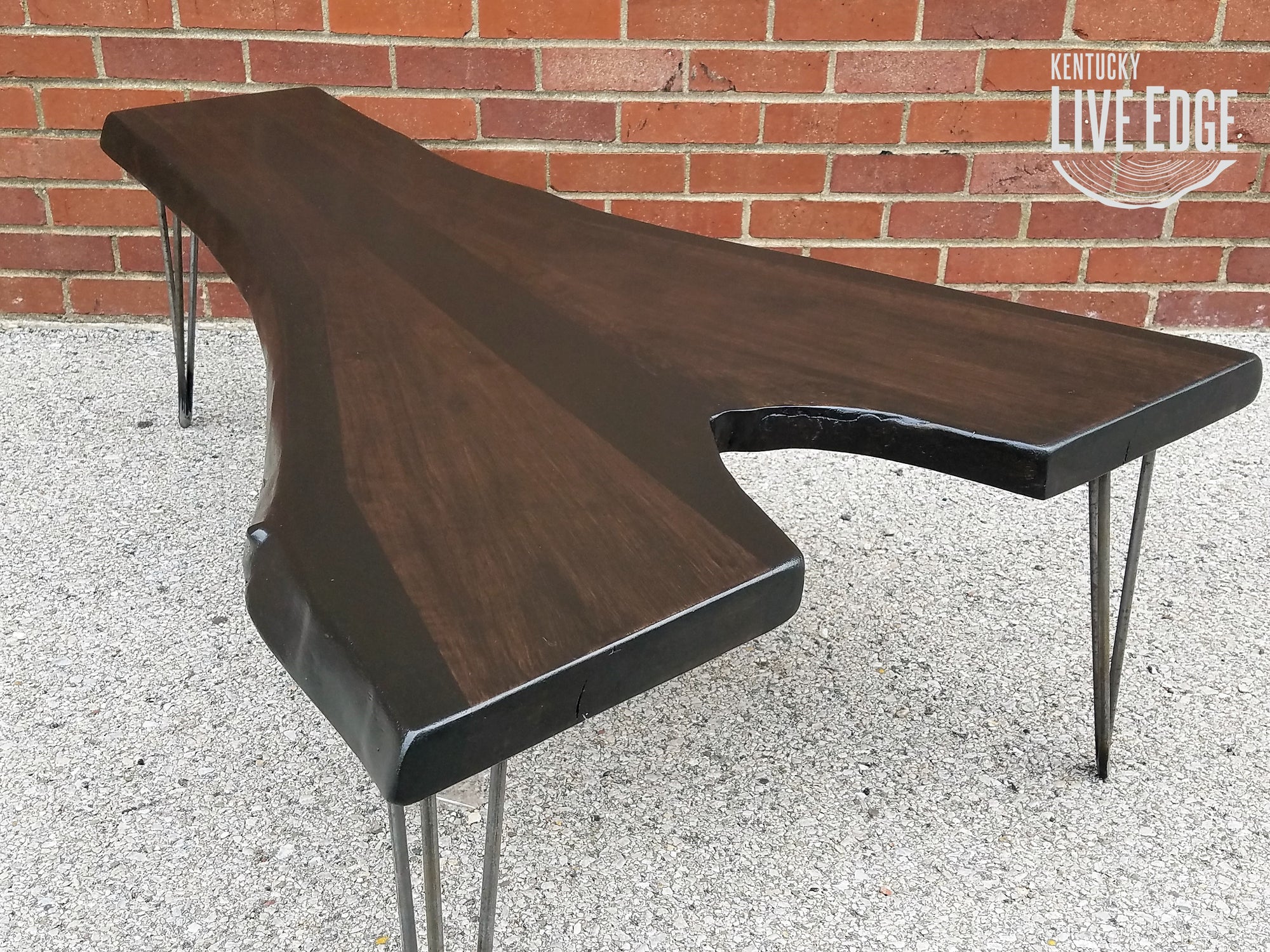 Walnut Coffee Table- Live Edge- Long Coffee Table- Java- Black- Steel- Industrial- Dark Wood- Satin Finish- Natural Edges- Modern- Rustic