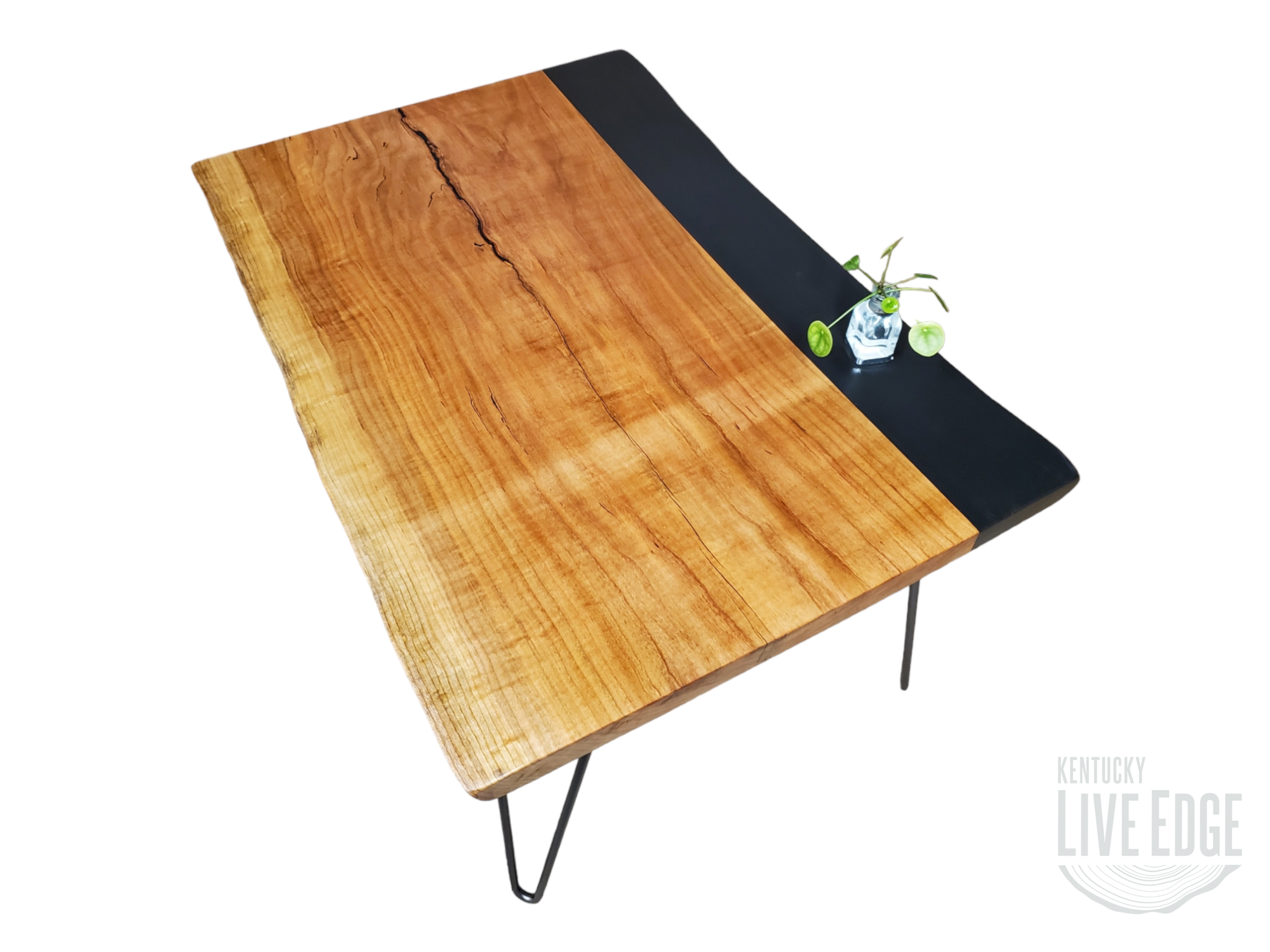 Modern Coffee Table- Live Edge- Cherry- Black- Natural Wood- Cool Table- Handmade Furniture- Signed Art- Living Room- Wood Art- Minimalism